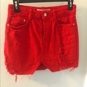 Red Denim Skirt